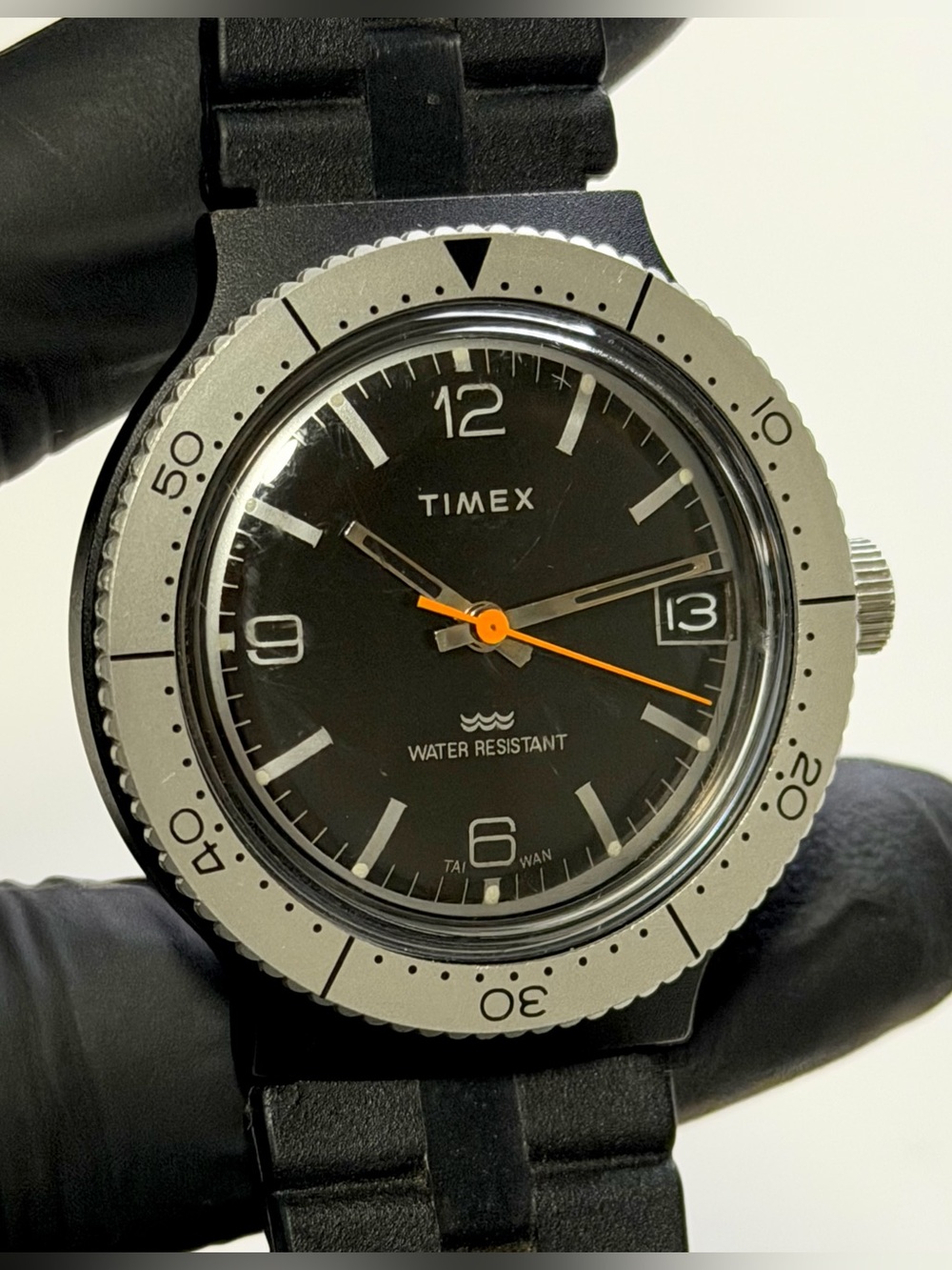 Timex Marlin Calendar Skindiver Mechanical Date Black SS 38mm Men’s Watch
